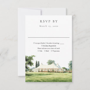 Cartons Réponse Tente Tipi à l'aquarelle Mariage Jardin Extérieur 