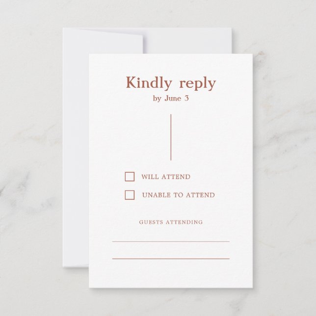 Cartons Réponse Terracotta Boho Lignes modernes Mariage orange brû (Devant)