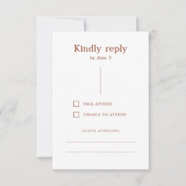 Cartons Réponse Terracotta Boho Lignes modernes Mariage orange brû