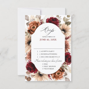 Cartons Réponse Terracotta Bourgogne Mariage géométrique