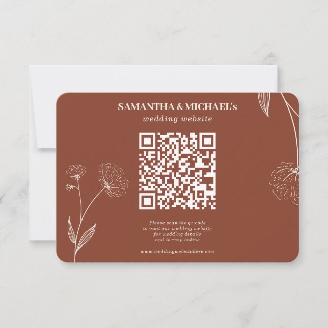 Cartons Réponse Terracotta Cotton Floral Qr Site Mariage Détail (Devant)