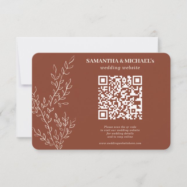Cartons Réponse Terracotta Ivy Floral Qr Site Mariage Détail (Devant)