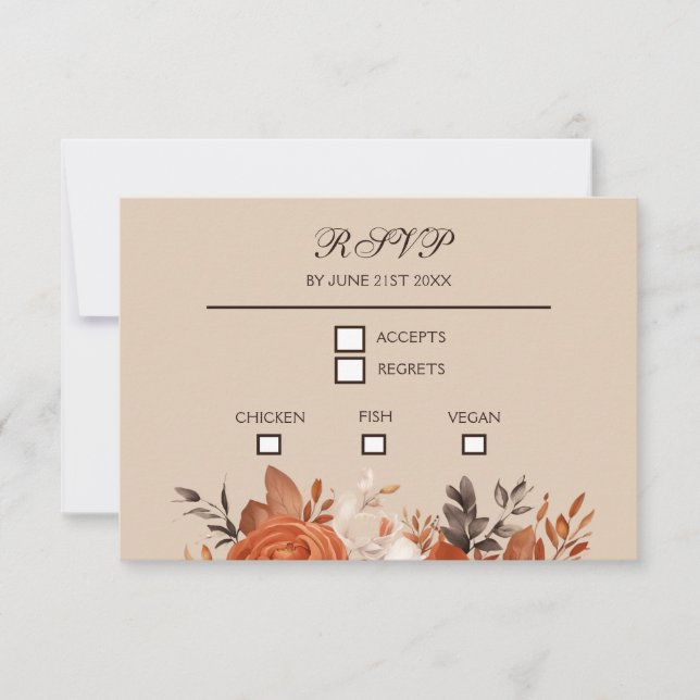 Cartons Réponse Terracotta légère et Mariage orange brûlé (Devant)
