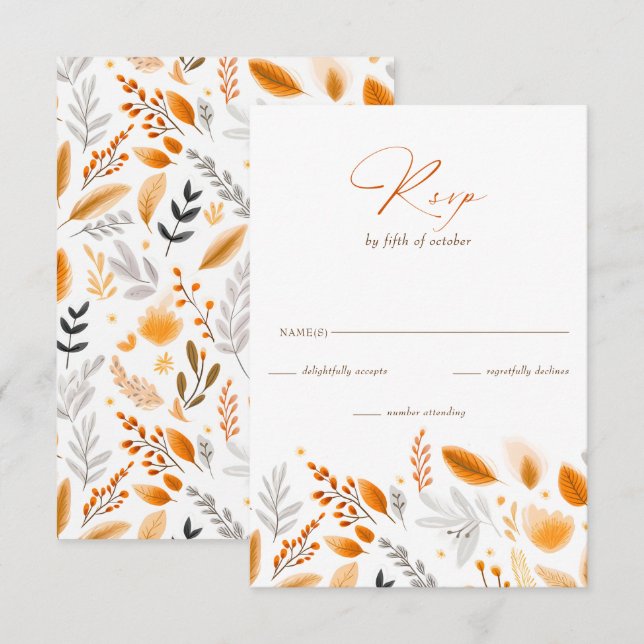 Cartons Réponse Terracotta moderne Script Mariage de automne éléga (Devant / Derrière)