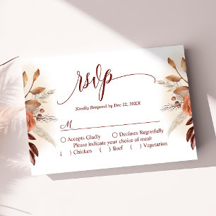 Cartons Réponse Terracotta Pampas Grass Script de mariage floral R