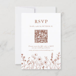 Cartons Réponse Terracotta Rustic Floral Automne Fleur sauvage QR 
