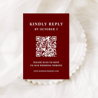 Texte élégant rouge foncé | Code QR Mariage
