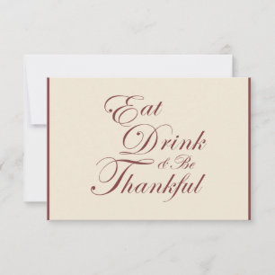 Cartons Réponse Thanksgiving ~ Manger Boire et être reconnaissant