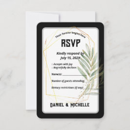 Cartons Réponse Thème Botanique Mariage Arché Noir Moderne