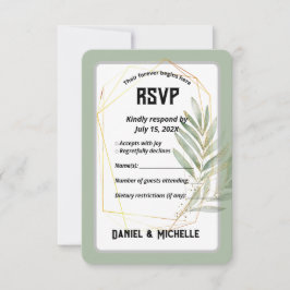 Cartons Réponse Thème Botanique Mariage Arché Noir Moderne