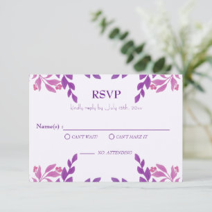 Cartons Réponse Thème Mariage Feuille violet