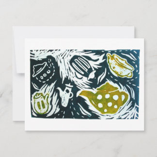 Cartons Réponse Thés et Petites Conversations Linogravure