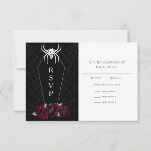 Cartons Réponse Toile d'araignée cercueil noir blanc Hallowedding