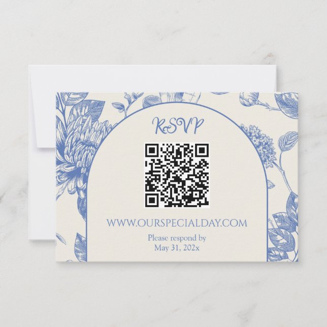 Cartons Réponse Toile Florale Bleu Français Riche Floral (Devant)
