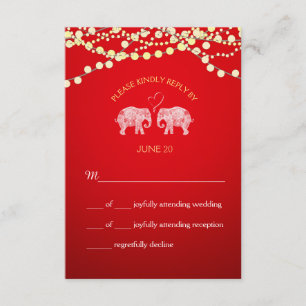 Cartons Réponse TONNES D'AMOUR/Eléphant Chaîne Lumières Mariage RS