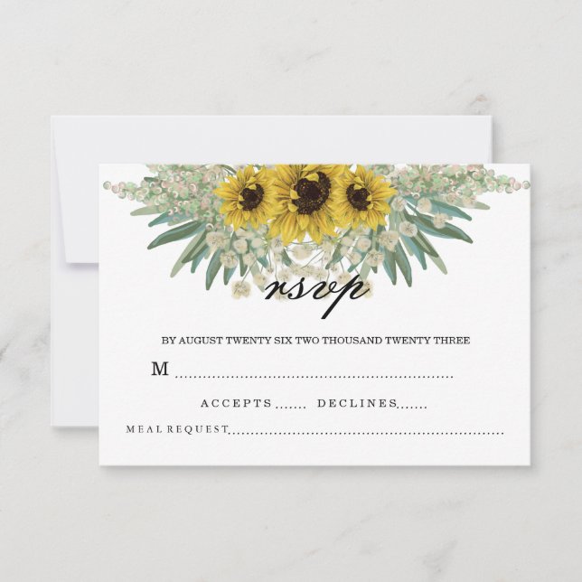 Cartons Réponse Tournesol aquarelle romantique (Devant)