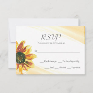 Cartons Réponse Tournesol Jaune Aquarelle Rouge Mariage RS