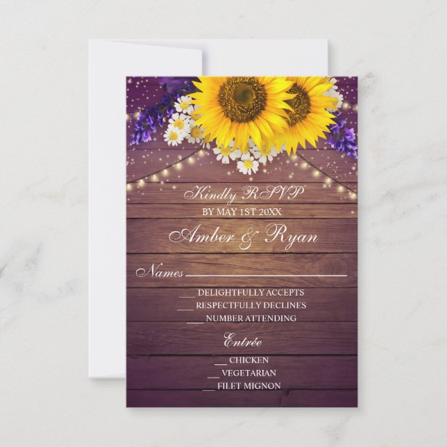 Cartons Réponse Tournesol jaune violet russe Floral Country Barn (Devant)