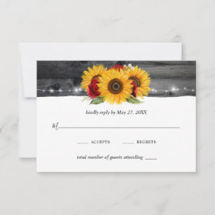 Cartons Réponse Tournesol Rustique Bourgogne Rouge Rose Mariage