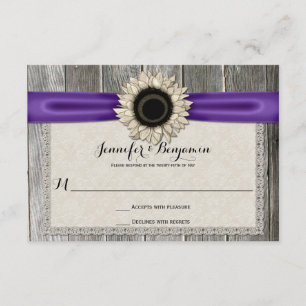 Cartons Réponse Tournesol rustique Grange dentelle en bois Puple R