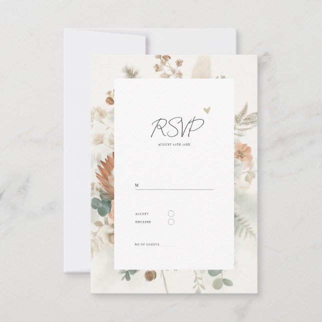 Cartons Réponse Trendy Terracotta Flowers Elegant Wedding (Devant)