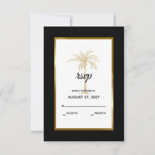 Cartons Réponse Tropical Black White Gold Palm Tree Mariage modern