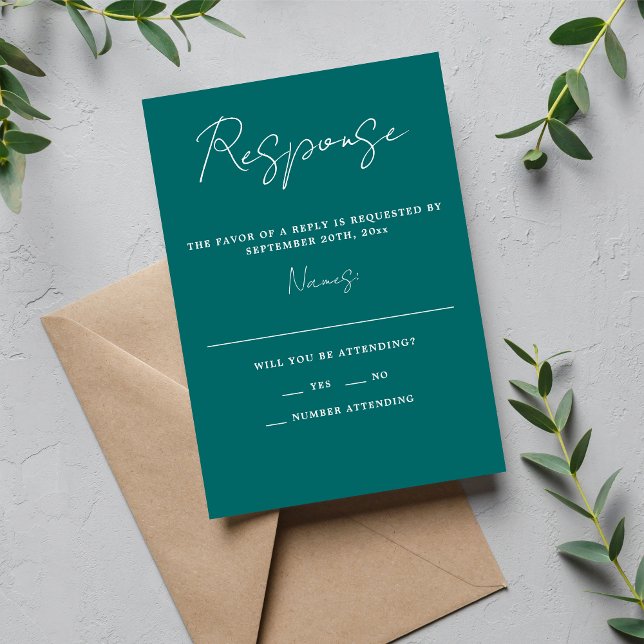 Cartons Réponse True Simplicity 3 Script Minimal Mariage Turquoise (Créateur téléchargé)