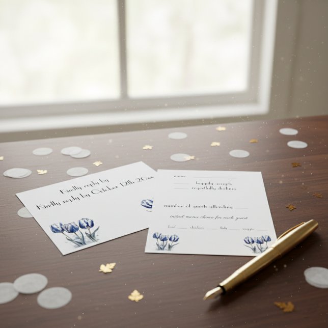 Cartons Réponse Tulipes dans Delft Blue personnalisable (Créateur téléchargé)