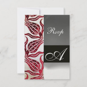 Cartons Réponse TULIPS ROUGE VELVET MONOGRAMME Bourgogne blanche g