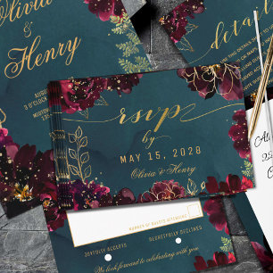 Cartons Réponse Turquoise Bordeaux Bijoux Ton Mariage Pas de choix