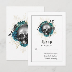 Cartons Réponse Turquoise Floral Gothique Mariage crâne