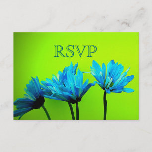 Cartons Réponse Turquoise Gerber Daisies sur Lime Green Wedding RS