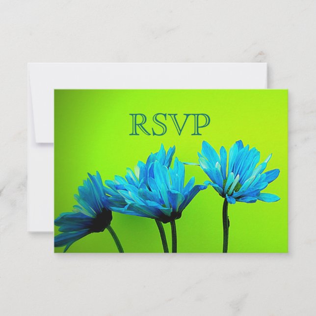 Cartons Réponse Turquoise Gerber Daisies sur Lime Green Wedding RS (Devant)