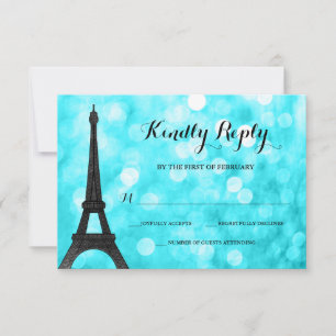 Cartons Réponse Turquoise Paris Bokeh Parties scintillant