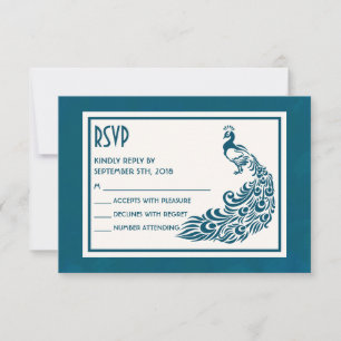 Cartons Réponse Turquoise Peacockl Bold Design Art Déco élégant RS