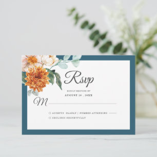 Cartons Réponse Turquoise Rustique bleu brûlé Orange Mariage de au