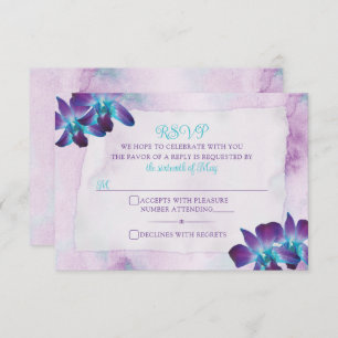 Cartons Réponse Turquoise violet bleu Dendrobium Mariage orchidée