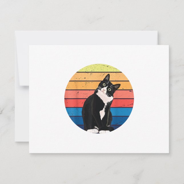 Cartons Réponse Tuxedo Chat Cadeau Couleurs rétro pour Amoureux de (Devant)