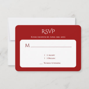 Cartons Réponse Typographie Courbé Monogramme Mariage rouge