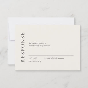 Cartons Réponse Typographie Moderne Mariage Élégant Beige