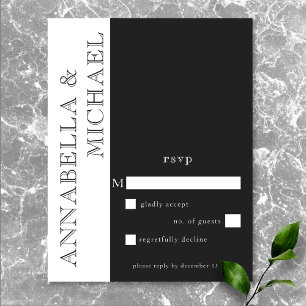 Cartons Réponse Typographie moderne Mariage noir blanc