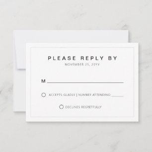 Cartons Réponse Typographie simple minimaliste des Mariages mince 