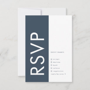 Cartons Réponse Ultra moderne Gras Gros Monogramme Marine Mariage