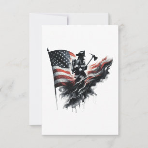 Cartons Réponse Un pompier américain.Drapeau des Etats-Unis.
