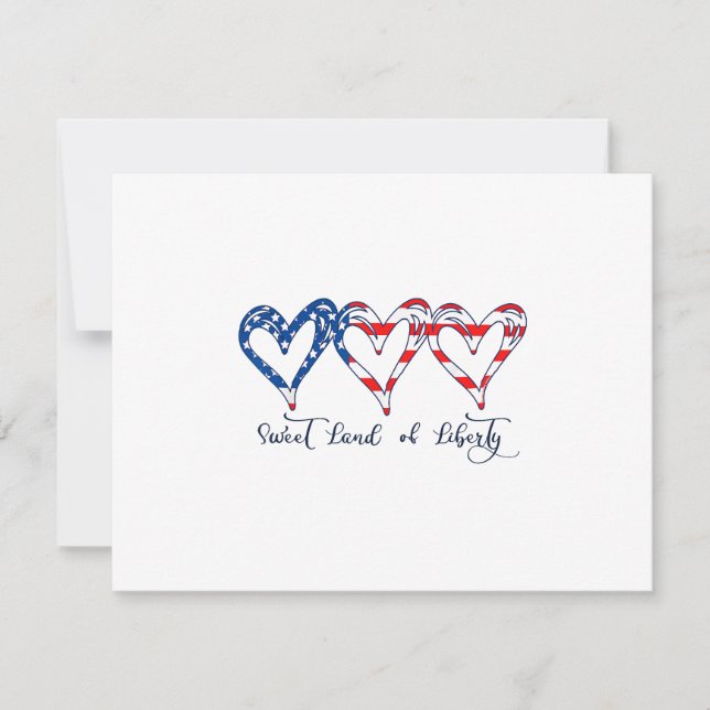 Cartons Réponse USA Drapeau Patriotique Coeurs 4 juillet Sweet Lan (Devant)