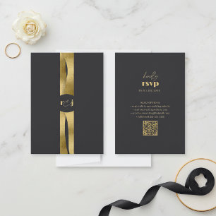 Cartons Réponse Vagues sculpturales Mariage Mat noir or ID1312