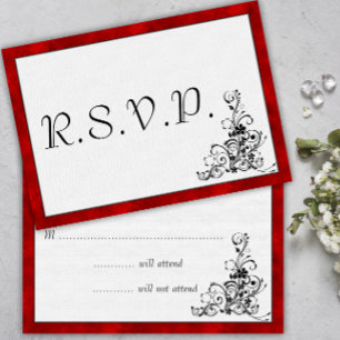 Cartons Réponse Velours rouge, Mariage de la Flore Noire