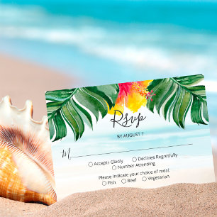 Cartons Réponse Vents des iles   Tropical Beach Watercolor Mariage