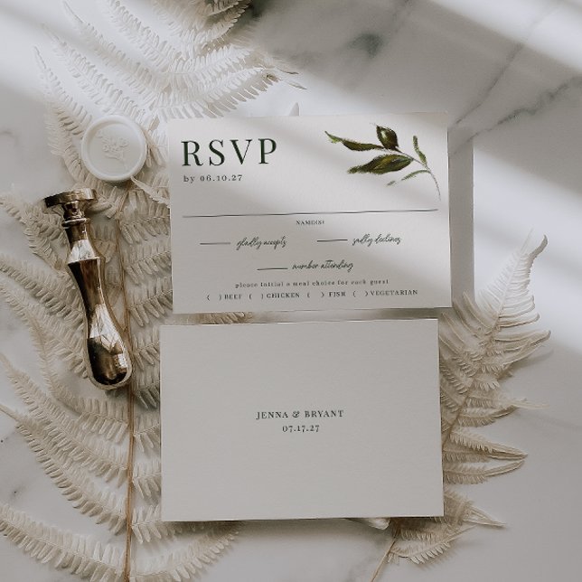 Cartons Réponse VERDURE Jardin Folio Mariage de choix de repas (Créateur téléchargé)