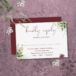 Cartons Réponse Vert Floral Élégant Mariage rose de bois de rose